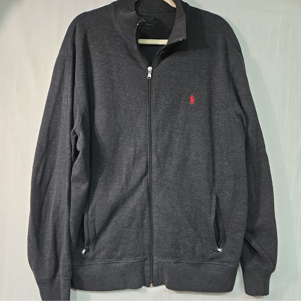 Ralph Lauren Polo XL Men's Cotton Blend Full Zip Up Mock Gray Performance
